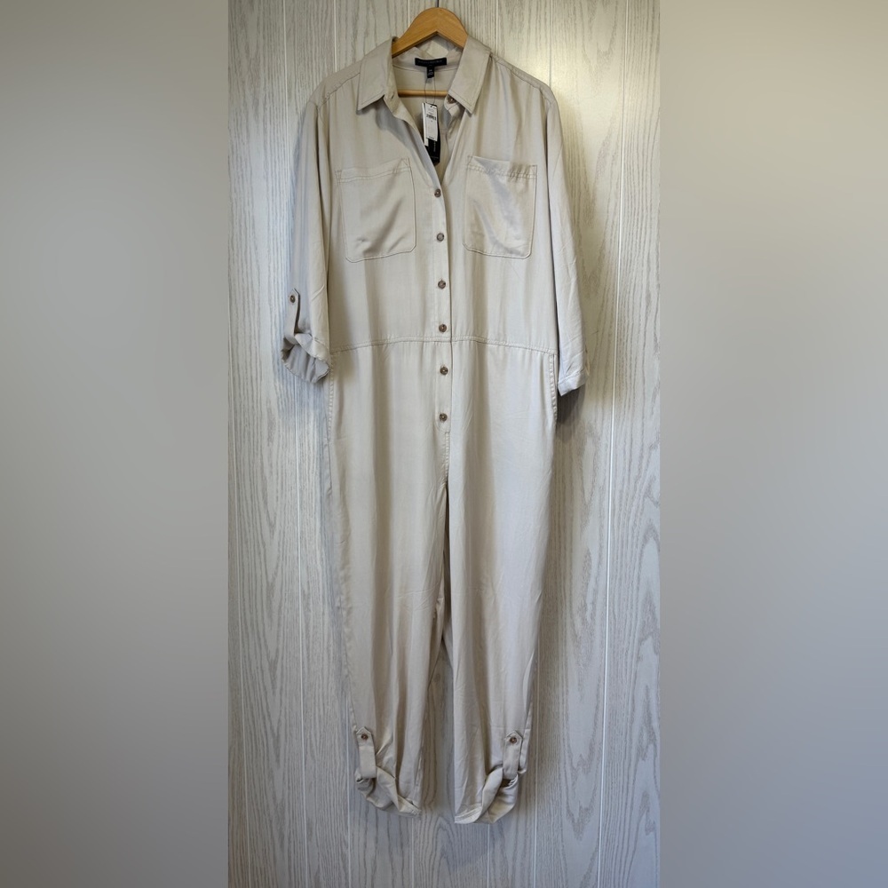 Banana Republic Light Tan UTILITY JUMPSUIT Size 14 NWT